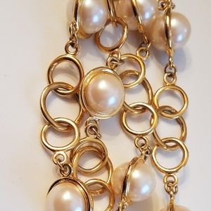 Gold Links & Pearl Bead Necklace
